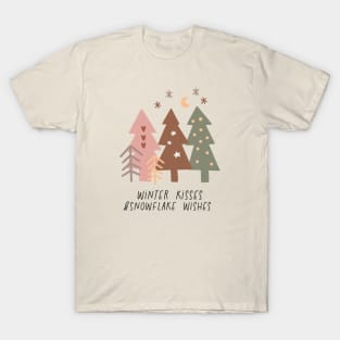 Winter Kisses and Snowflake Wishes - Boho Christmas T-Shirt